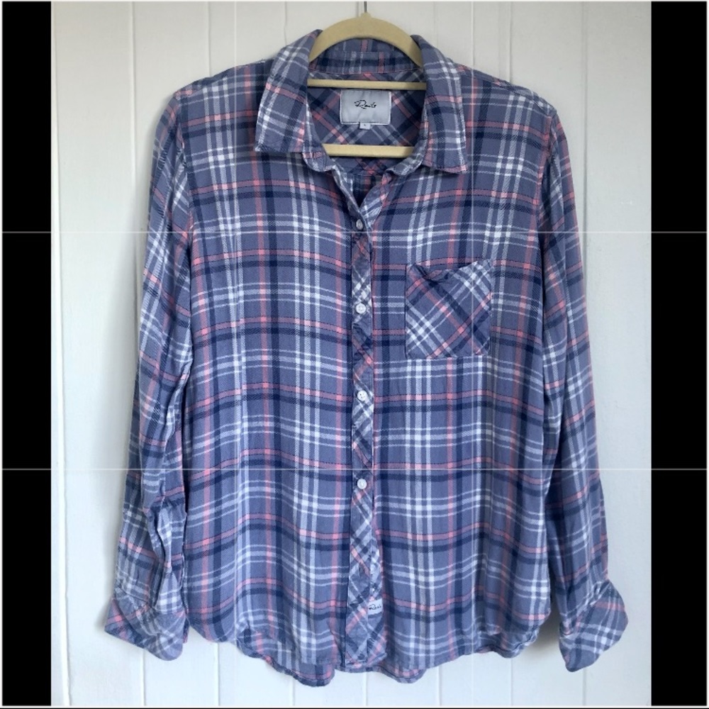 Rails L plaid button down shirt. Purple, lavender, pink and white colors.